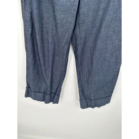 Brooks Brothers Linen Blend Blue Denim Wide Leg Crop Pants Women's Size 6 - Picture 3 of 11